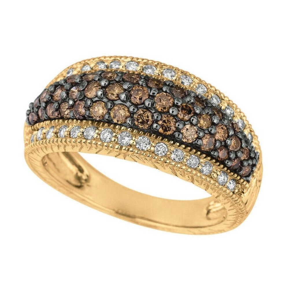 1.01 Ct Natural White and Champagne Diamond Ring